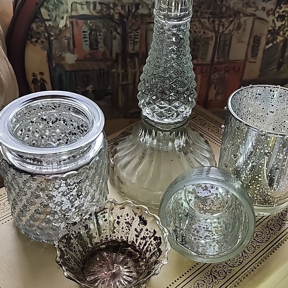 Pottery Barn Candlestick Included In Set Of 5 Heights/Textures #4D Holiday Glow